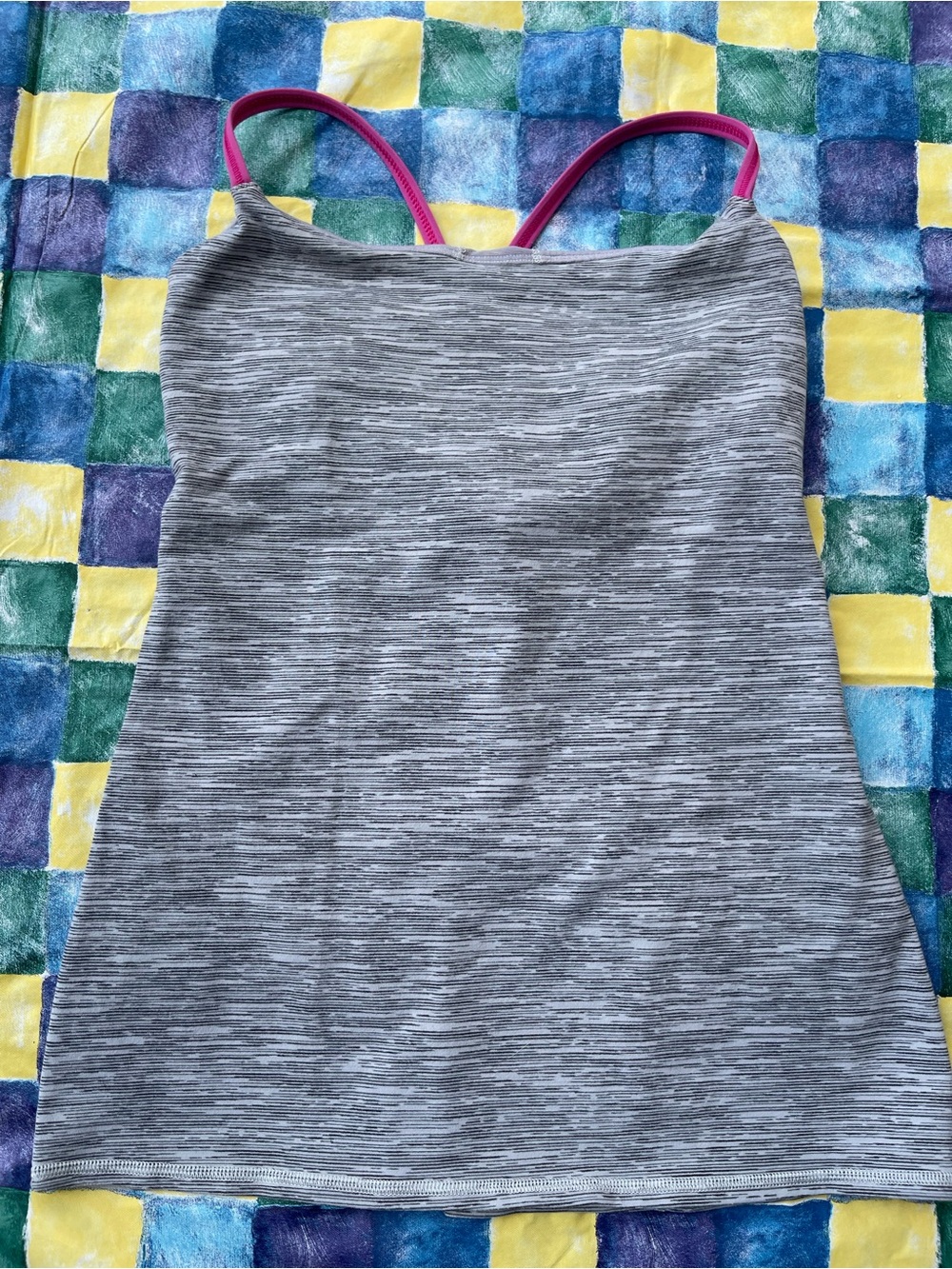 lululemon athletica Gray Space-Dye Camisole with Pink Straps